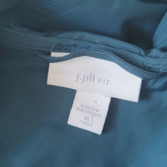 J.Jill Fit Blue Full Zip Hooded Windbreaker Rain Trench Coat Jacket Size XLT - Picture 7 of 8